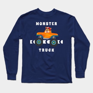 Cartoon vector of monster truck with little animal driver. Long Sleeve T-Shirt